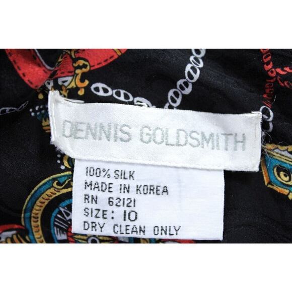 VTG Dennis Goldsmith Batwing Dress Ultra 80s 100% Silk Sz 10 /M NWOT Goldbergs - Picture 4 of 9
